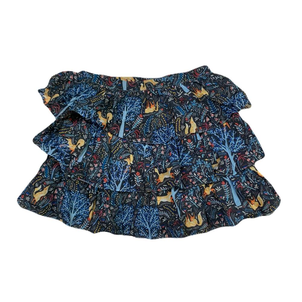 Stellah Forest Fox Tiered Flounce Fantasy Blue Cottage core skirt Medium
